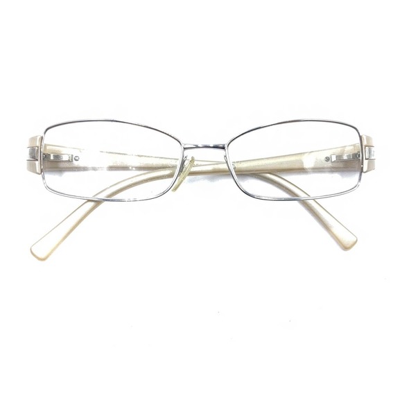 Prada VPR 66H 3BQ-1O1 Silver Beige Rectangle Eyeglasses Frames 52-16 135 Italy - Picture 12 of 12